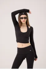 Ellen Bolero avec coupe courte à nouer, noir