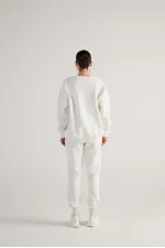 Pantalon de survêtement fin écru