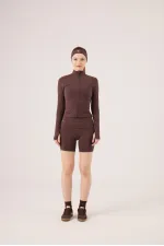 Short Kacie mini à taille croisée, marron