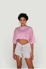 Holly Crop Tshirt Pembe