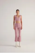 Pantalon en tweed rose