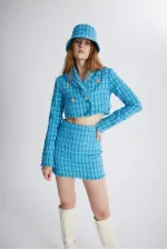 Veste en tweed bleue