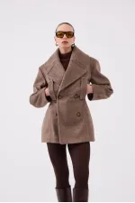 Manteau en cachemire Désirée, cintré à la taille, marron