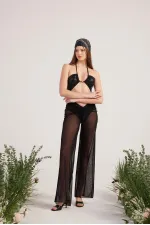 Shirred Pareo Pantolon Siyah