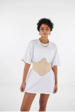 Corset en satin beige