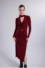 Chemisier Serre rouge bordeaux