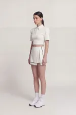 Vatkalı Polo Yaka Carolyn T-Shirt Beyaz