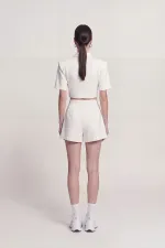 Short Alexia plissé taille haute avec ceinture blanc Short Alexia plissé taille haute avec ceinture blanc