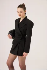 Beli Drape Detaylı Heleni Blazer Ceket Siyah