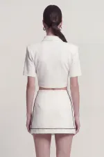 Vatkalı Polo Yaka Carolyn T-Shirt Beyaz