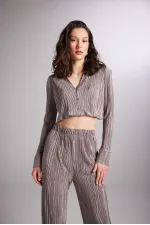 Comfy Crop Gömlek Vizon