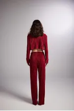 Pantalon confortable bordeaux