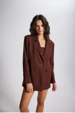 Veste blazer Panky, couleur café