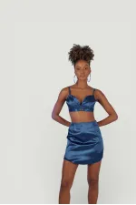 Jupe fantaisie bleu marine