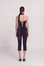 Una Capri Pants, Black, Mid-Waist, Lycra Una Capri Pants, Black, Mid-Waist, Lycra