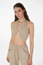 Rise Aksesuarlı Bluz Bej