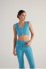 Bustier en tweed bleu