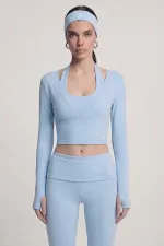 Ellen Bolero with Tie-Up Crop Cut, Blue
