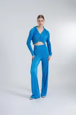 Comfy Crop Shirt Blue