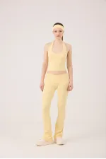 Flare Ellen Leggings with Waistband, Yellow