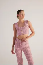 Bustier en tweed rose