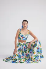 Jupe longue bleue Ravello