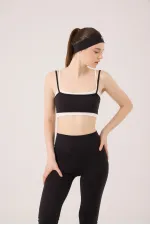 Fabiola Double-Layer Strappy Bustier, Black