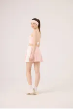 Jupe courte Stella rose taille haute