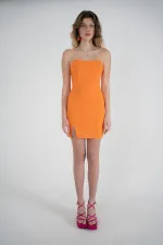 Laura Mini Dress with Slit and Underwire, Orange