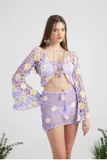 Ensemble de tricot pour poupée lilas