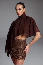 Payetli Mini Harley Etek Kahve