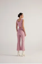 Pantalon en tweed rose