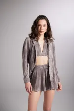 Comfy Oversize Gömlek Vizon