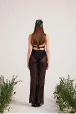 Shirred Pareo Pantolon Siyah