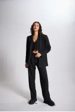 Striped Pantolon Siyah