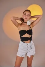 Distressed Jean Shorts White