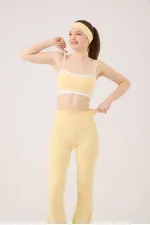 Fabiola Double-Layer Strappy Bustier, Yellow