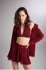 Comfy Oversize Gömlek Bordo