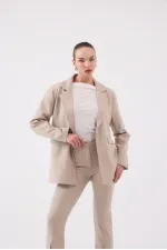 Veste blazer rayée beige