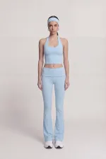 Ellen Flare Leggings with Waistband, Blue Ellen Flare Leggings with Waistband, Blue