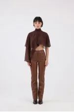 Pantalon en cuir marron Dolores