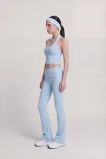 Ellen Flare Leggings with Waistband, Blue Ellen Flare Leggings with Waistband, Blue