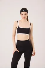 Fabiola Double-Layer Strappy Bustier, Black