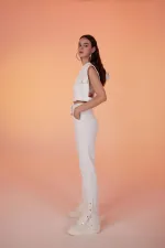 Paça Çıtçıtlı 3 İpli Jura Eşofman Altı Beyaz