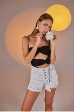 Distressed Jean Shorts White