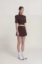 Short Alexia plissé taille haute avec ceinture, marron café Short Alexia plissé taille haute avec ceinture, marron café