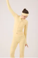 Veste Fabiola avec détails aux doigts et fermeture éclair, jaune