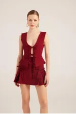 Jupe courte Elena bordeaux