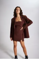 Veste blazer Panky, couleur café