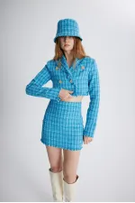 Veste en tweed bleue